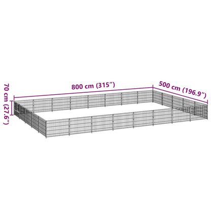 Dog Kennel Black 40 m² Steel