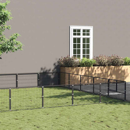 Dog Kennel Black 40 m² Steel