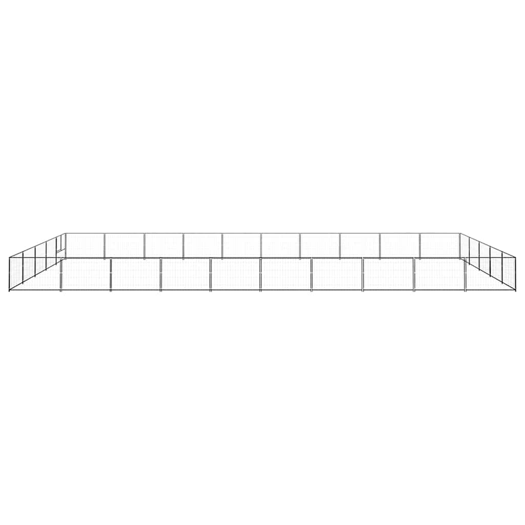 Dog Kennel Black 50 m² Steel