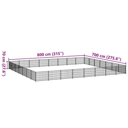 Dog Kennel Black 56 m² Steel