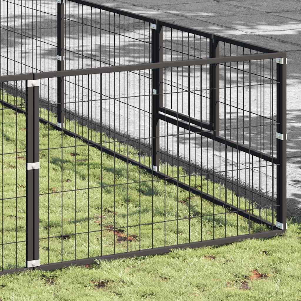 Dog Kennel Black 90 m² Steel