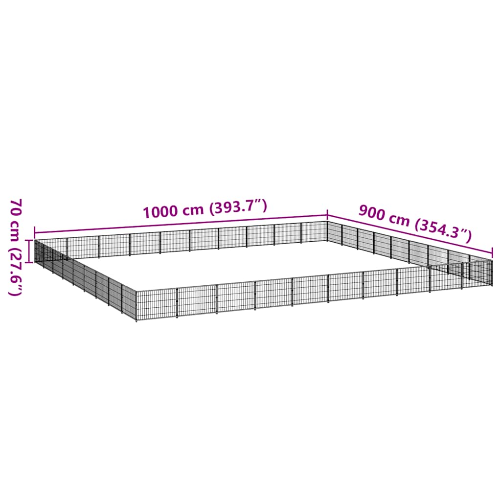 Dog Kennel Black 90 m² Steel