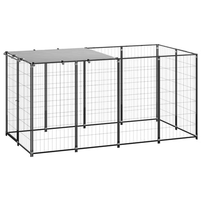 Dog Kennel | Black and silver grey | Powder-coated steel, Polyethylene