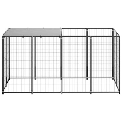 Dog Kennel | Black and silver grey | Powder-coated steel, Polyethylene