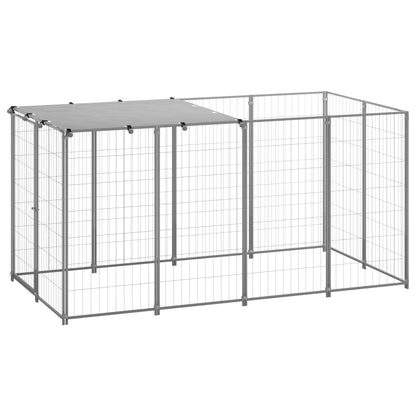 Dog Kennel Silver 26 ft² Steel