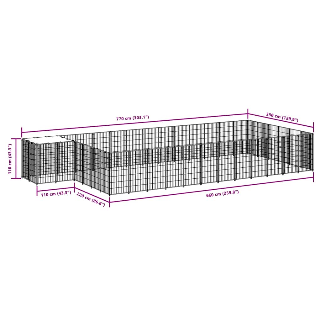 Dog Kennel Silver 22.99 m² Steel
