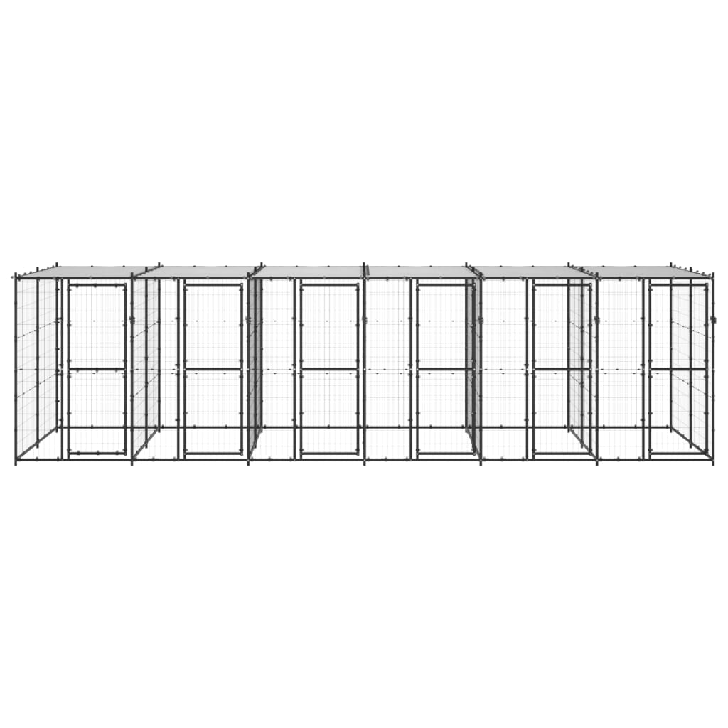 Outdoor Dog Kennel Steel with Roof 14.52 m²