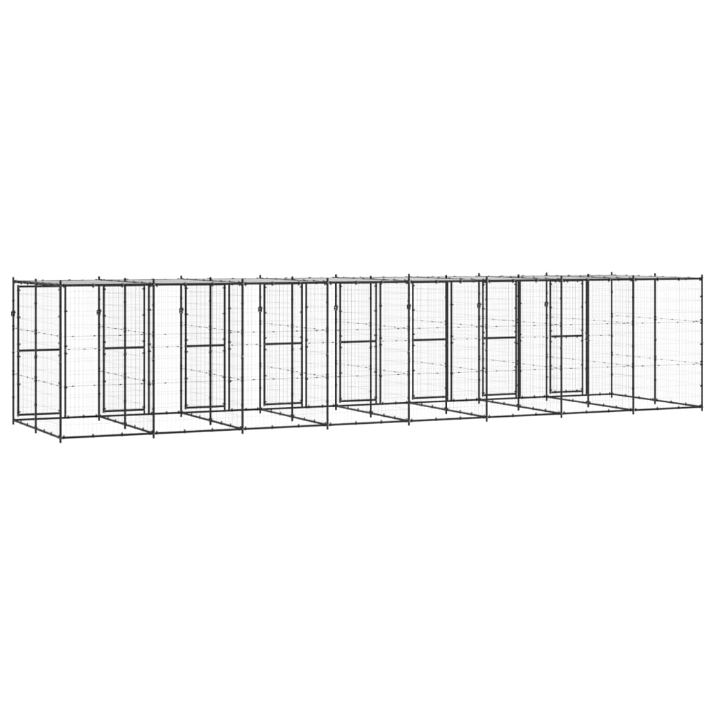 Outdoor Dog Kennel Steel with Roof 19.36 m²