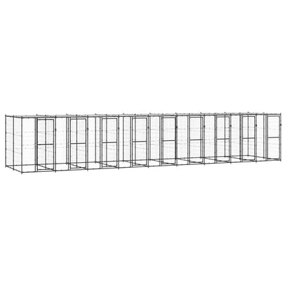 Outdoor Dog Kennel Steel with Roof 21.78 m²