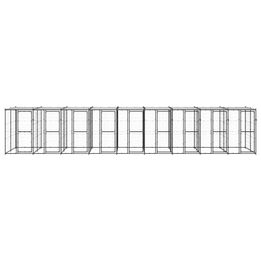 Outdoor Dog Kennel Steel with Roof 21.78 m²