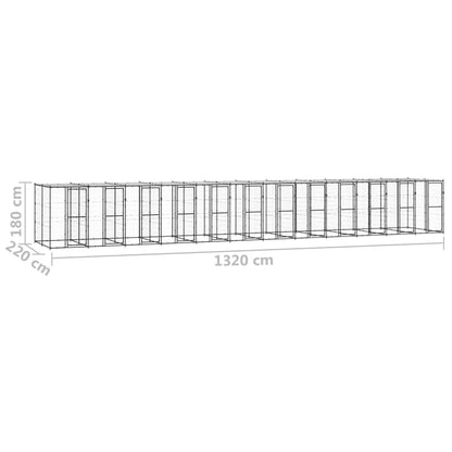 Outdoor Dog Kennel Steel with Roof 29.04 m²