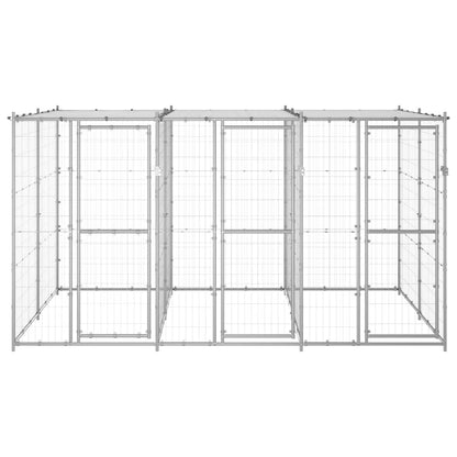 Outdoor Dog Kennel Galvanized Steel with Roof 78.1 ft²