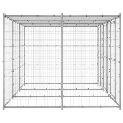Outdoor Dog Kennel Galvanized Steel with Roof 78.1 ft²