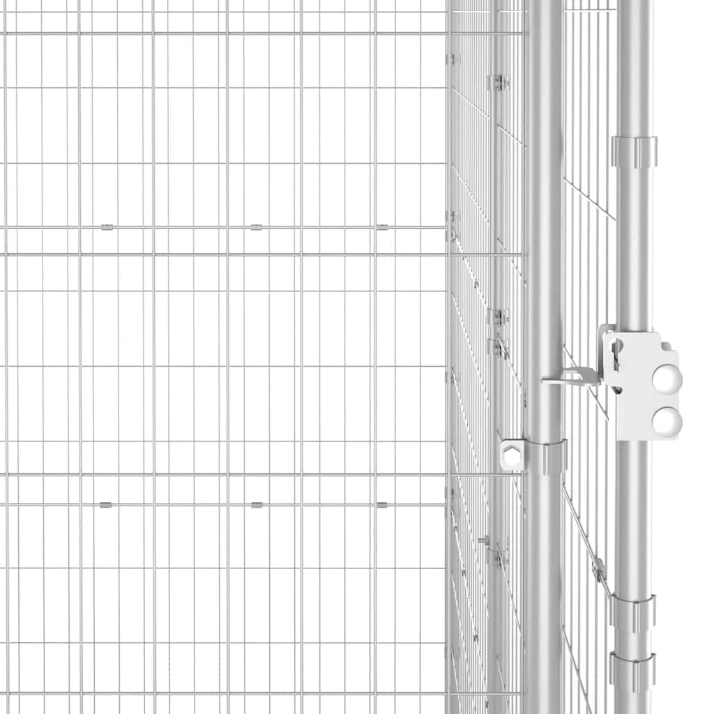 Outdoor Dog Kennel Galvanized Steel with Roof 78.1 ft²