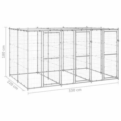Outdoor Dog Kennel Galvanized Steel with Roof 78.1 ft²