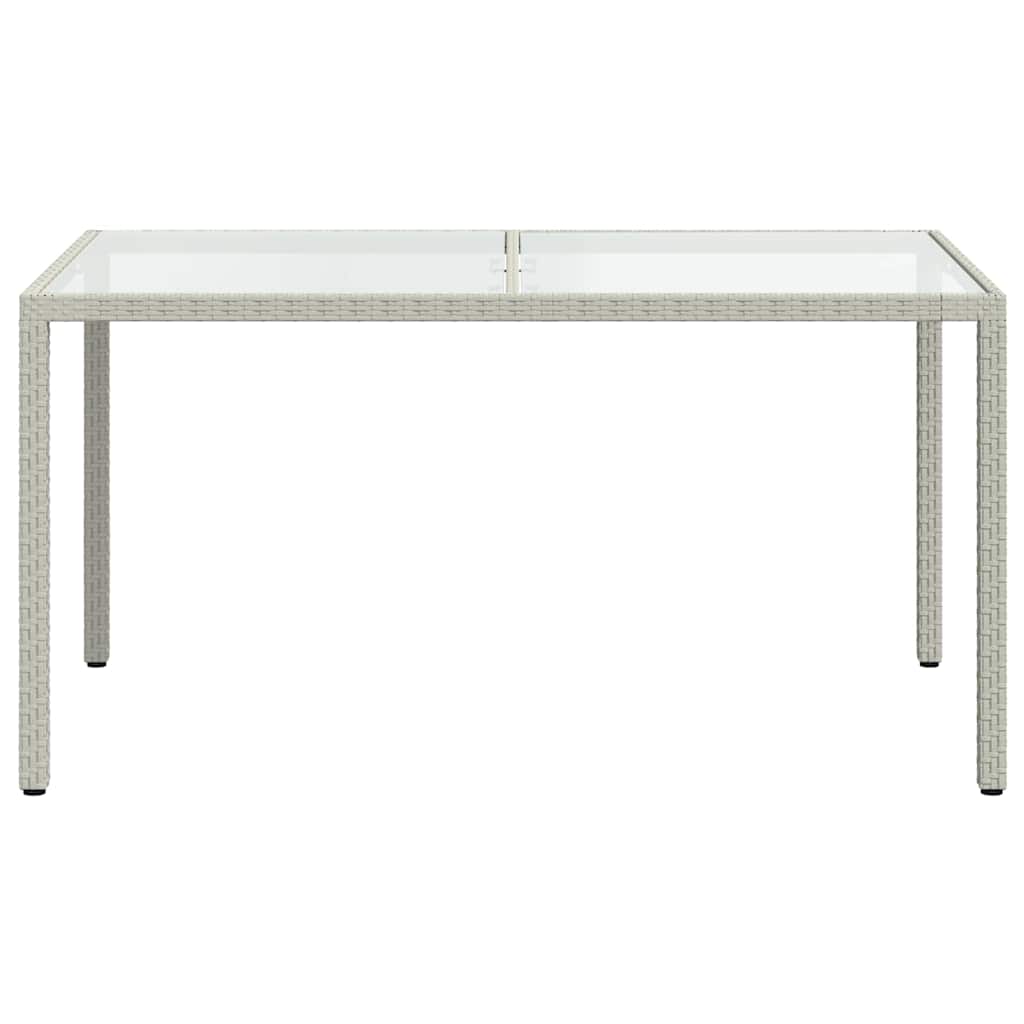 Garden Table 150x90x75 cm Tempered Glass and Poly Rattan White