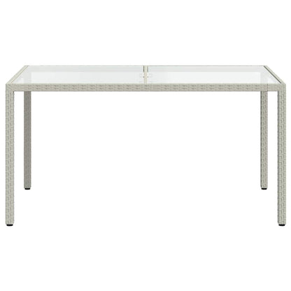 Garden Table 150x90x75 cm Tempered Glass and Poly Rattan White
