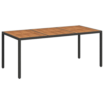 Garden Table | Black | Poly Rattan | Large | Decorative Inlays