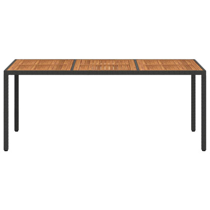 Garden Table | Black | Poly Rattan | Large | Decorative Inlays