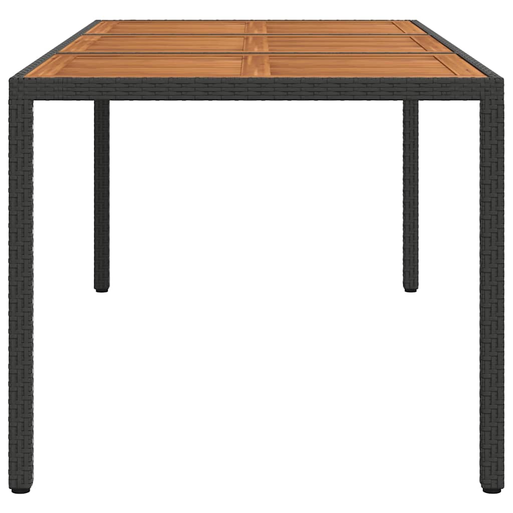 Garden Table | Black | Poly Rattan | Large | Decorative Inlays