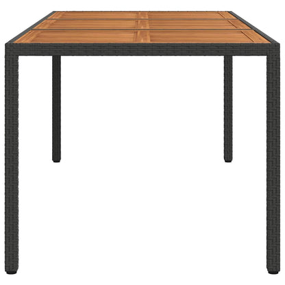 Garden Table | Black | Poly Rattan | Large | Decorative Inlays