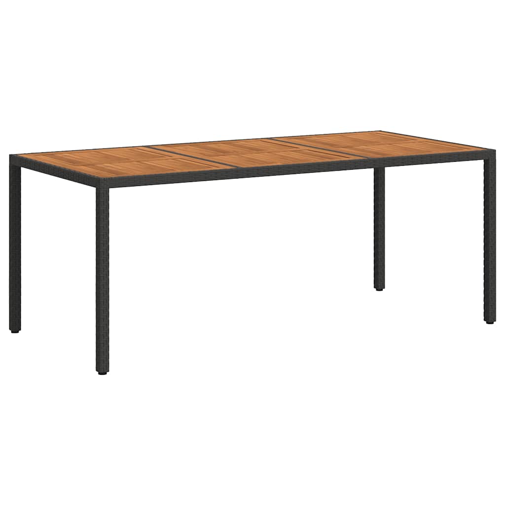 Garden Table | Black | Poly Rattan | Large | Decorative Inlays