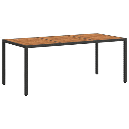Garden Table | Black | Poly Rattan | Large | Decorative Inlays