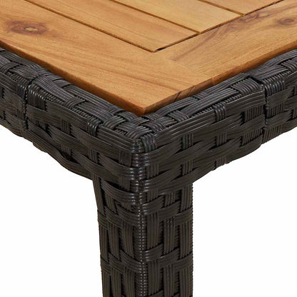 Garden Table | Black | Poly Rattan | Large | Decorative Inlays