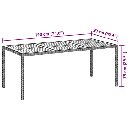Garden Table | Black | Poly Rattan | Large | Decorative Inlays