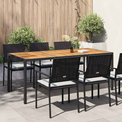 Garden Table | Black | Poly Rattan | Large | Decorative Inlays