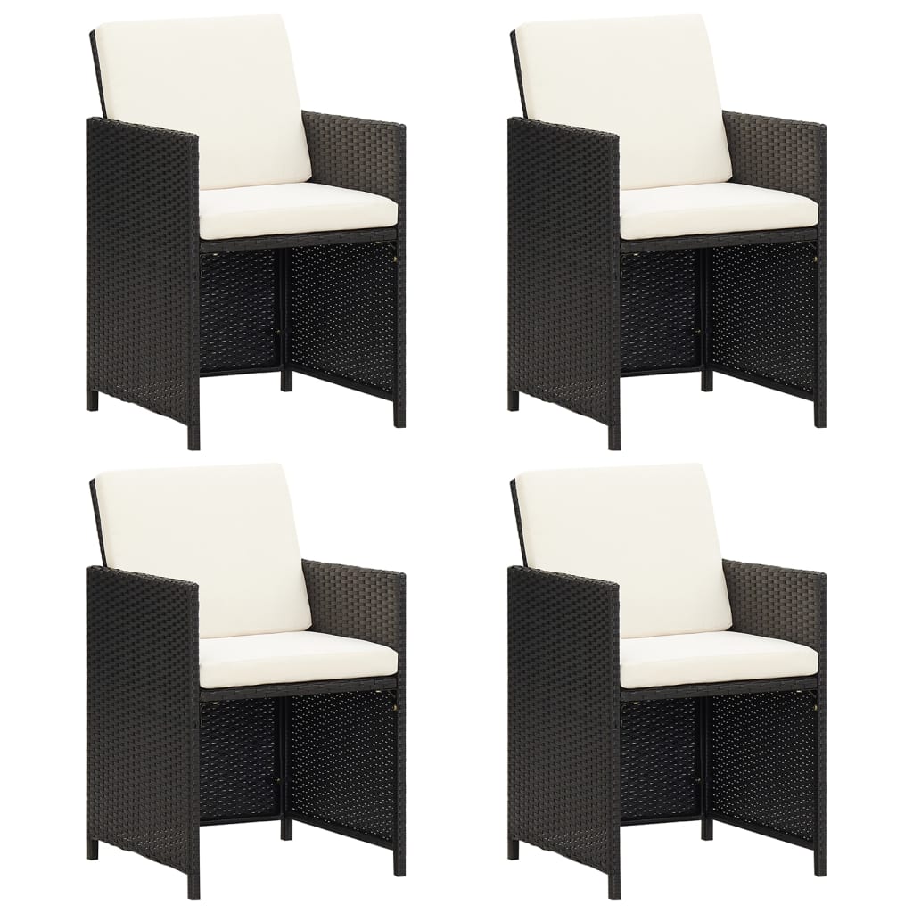Garden Dining Chair | Set of 4 | Black | Polyethylene with Rattan Look