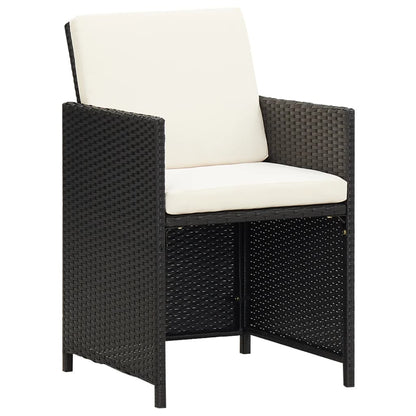 Garden Dining Chair | Set of 4 | Black | Polyethylene with Rattan Look