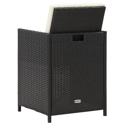 Garden Dining Chair | Set of 4 | Black | Polyethylene with Rattan Look