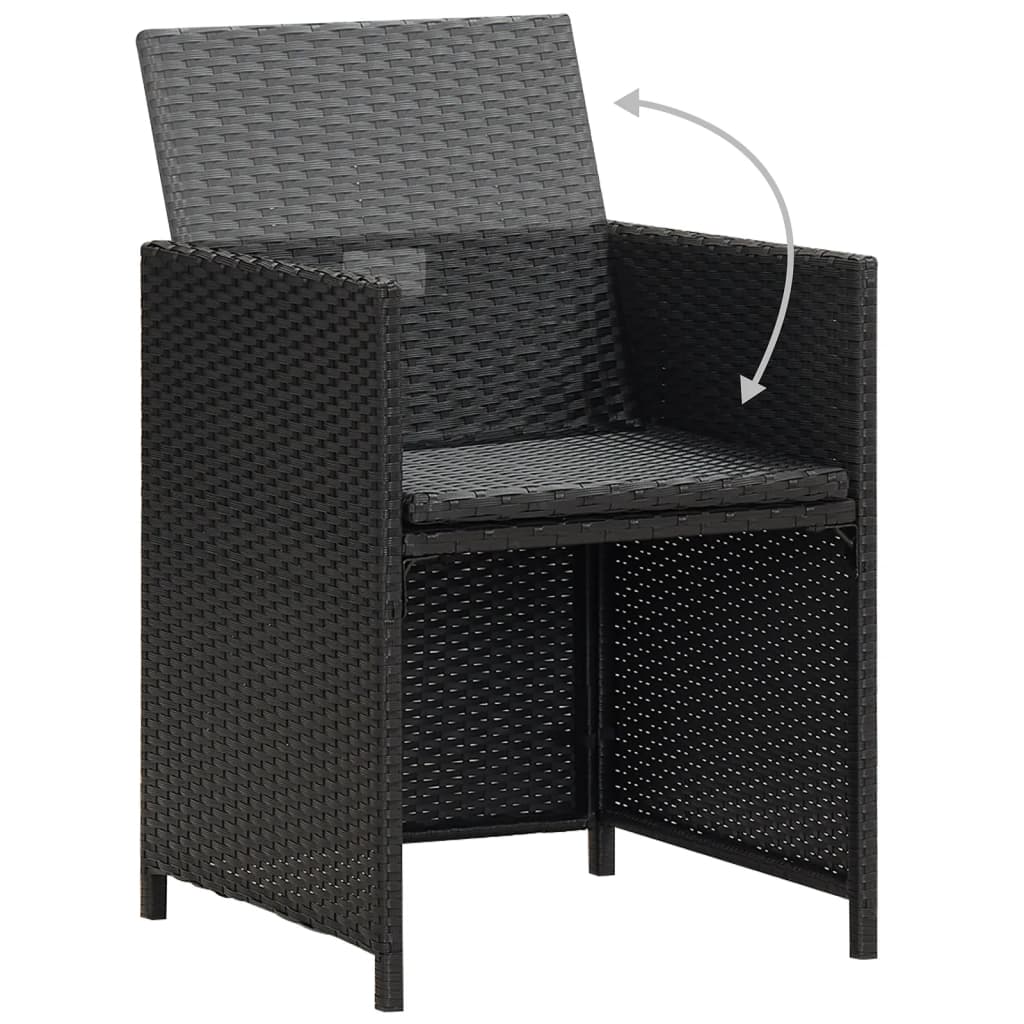 Garden Dining Chair | Set of 4 | Black | Polyethylene with Rattan Look