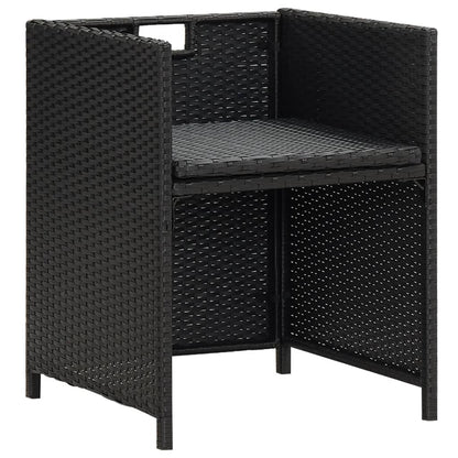Garden Dining Chair | Set of 4 | Black | Polyethylene with Rattan Look