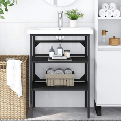 Bathroom Washbasin Frame Black 59x38x83 cm Iron
