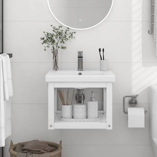 Bathroom Washbasin Frame | White | Powder-coated iron | Small
