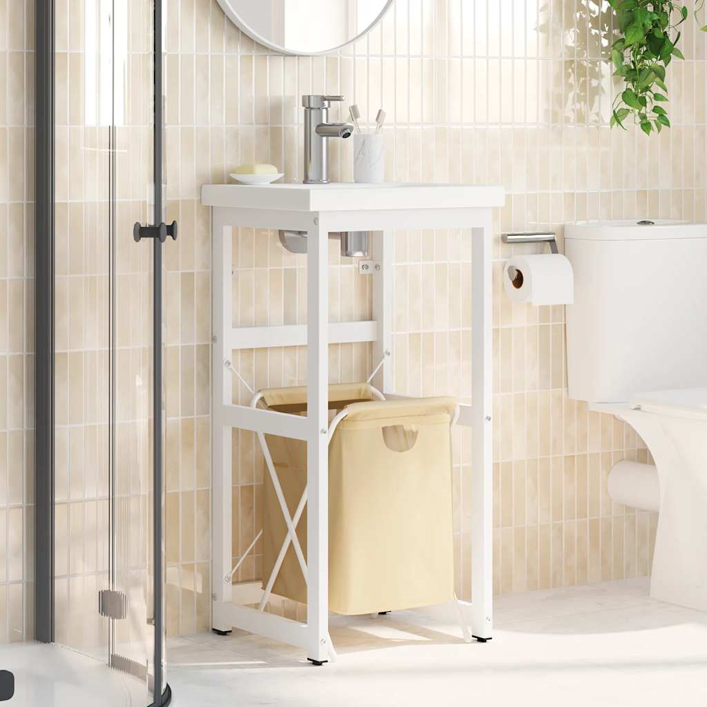 Bathroom Washbasin Frame White 40x38x83 cm Iron