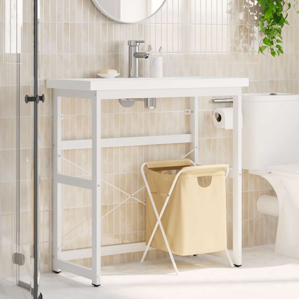 Bathroom Washbasin Frame White 79x38x83 cm Iron