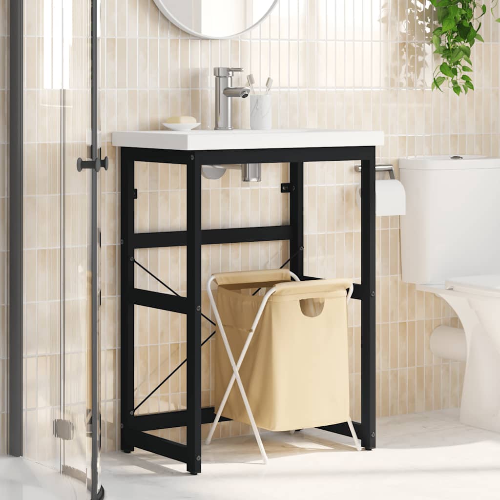 Bathroom Washbasin Frame Black 59x38x83 cm Iron
