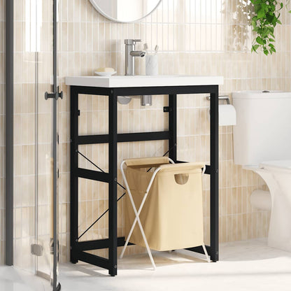 Bathroom Washbasin Frame Black 59x38x83 cm Iron