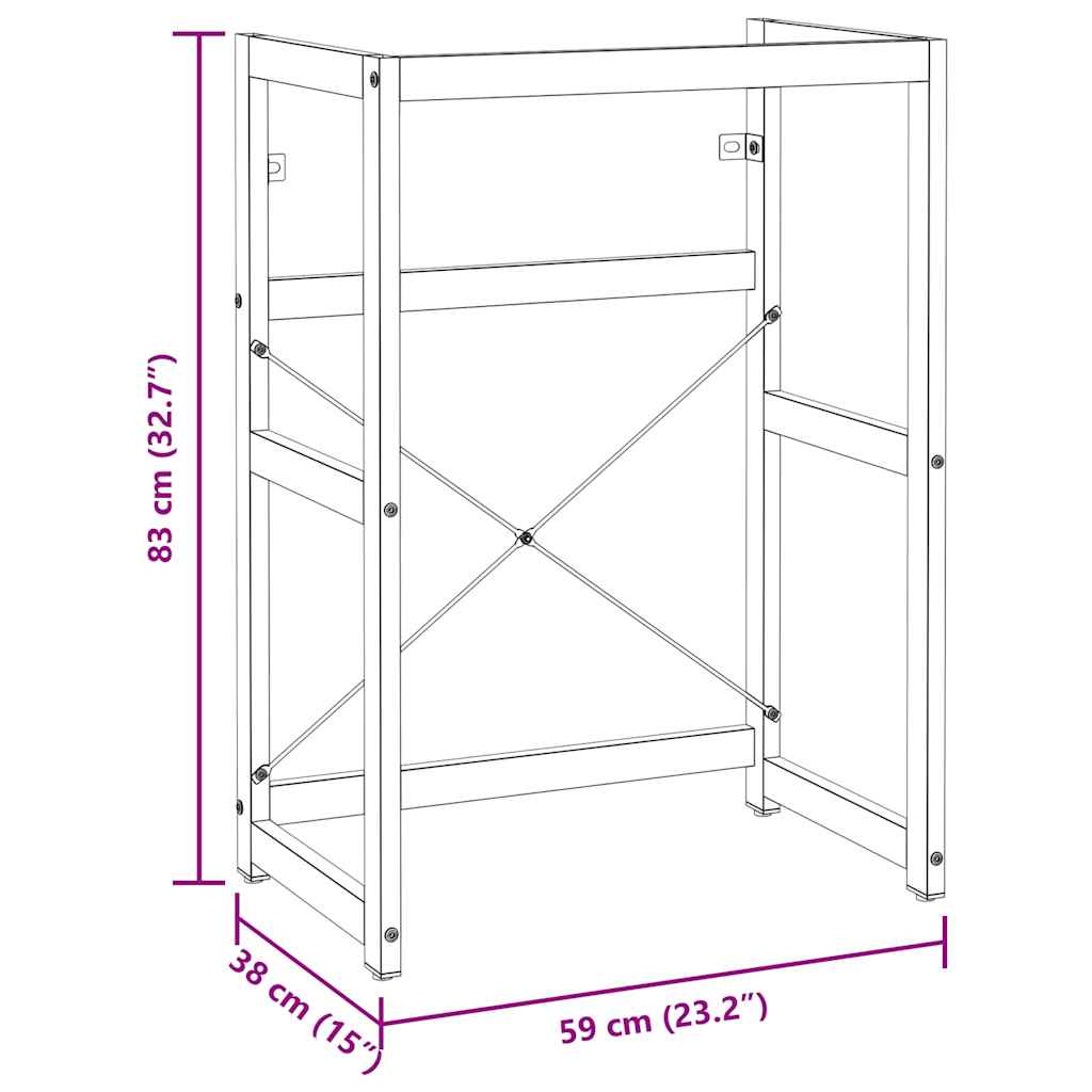 Bathroom Washbasin Frame Black 59x38x83 cm Iron