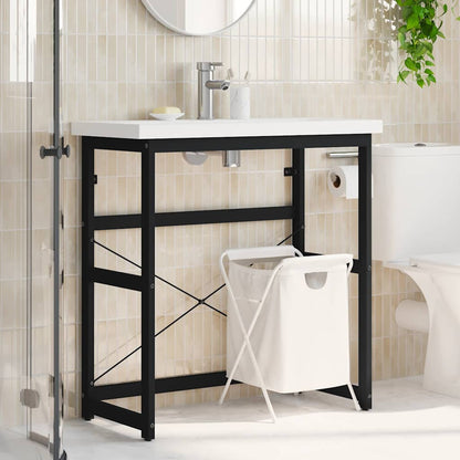 Bathroom Washbasin Frame Black 79x38x83 cm Iron