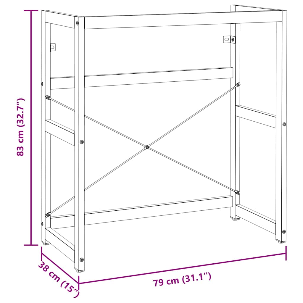 Bathroom Washbasin Frame Black 79x38x83 cm Iron