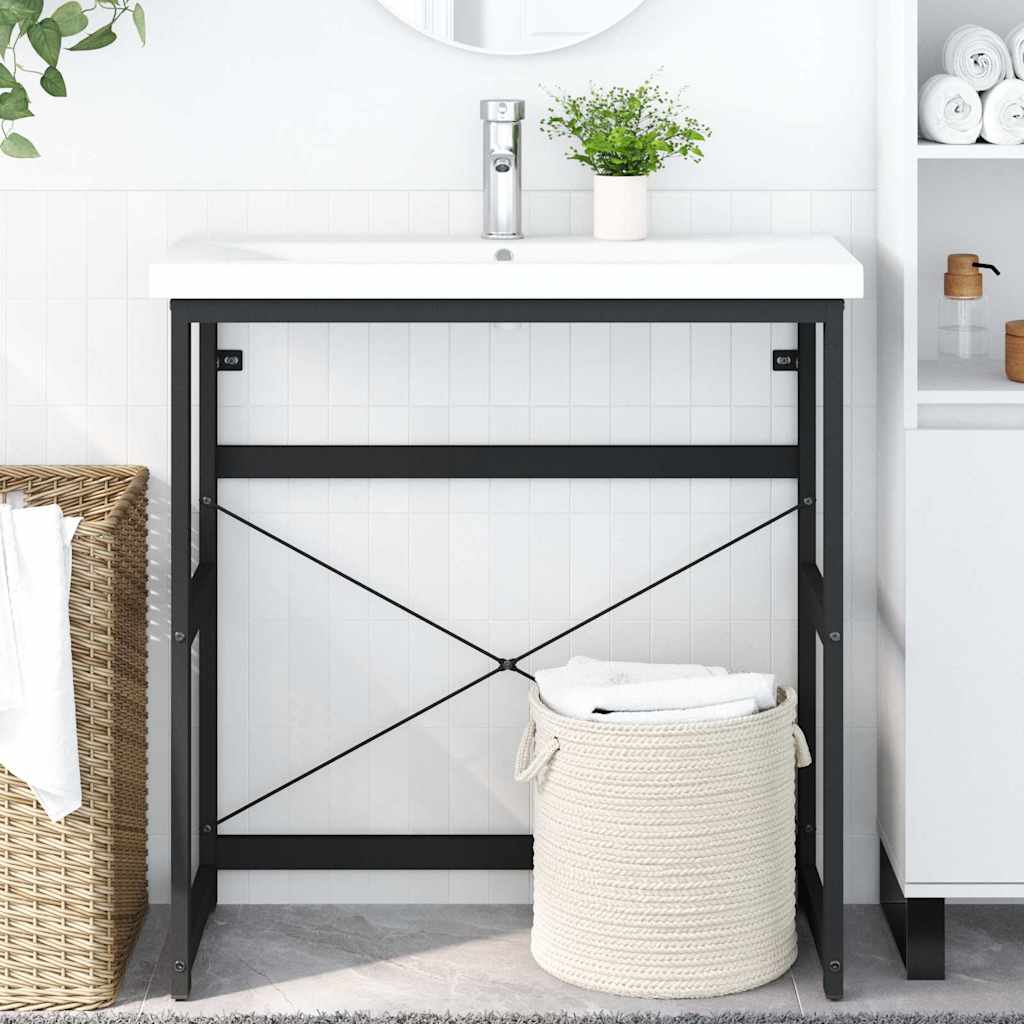 Bathroom Washbasin Frame Black 79x38x83 cm Iron