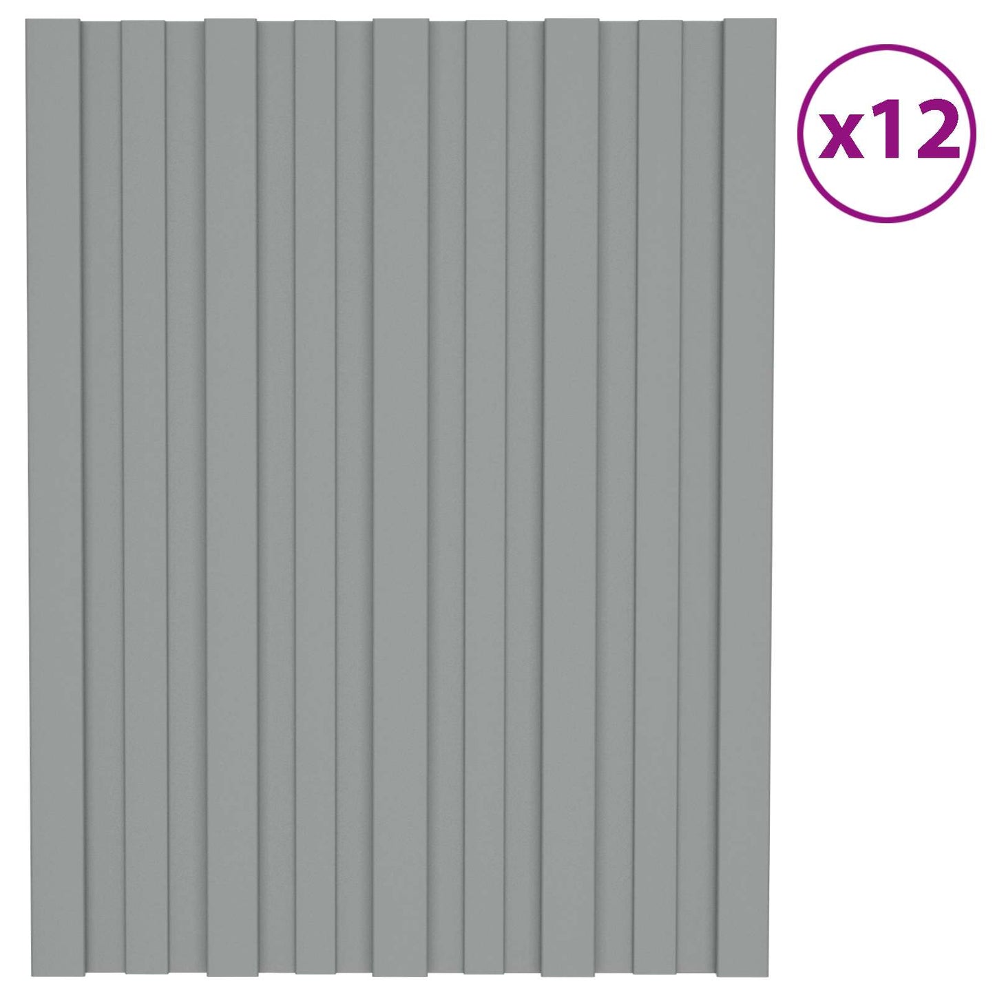 Roof Panel 12 pcs Grey 23.62 x 17.72 in Galvanised steel