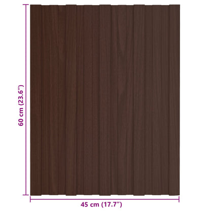 Roof Panel 12 pcs Brown 23.62 x 17.72 in Galvanised steel