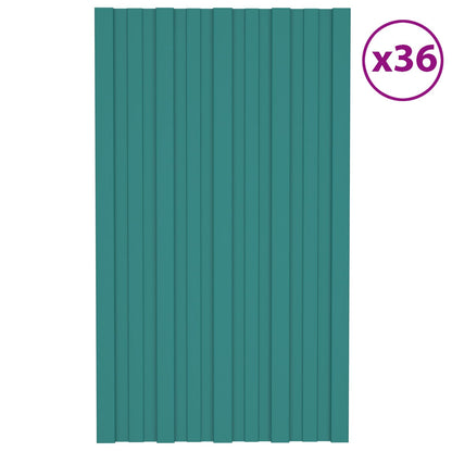 Roof Panel 36 pcs Green 80 x 45 cm Galvanised steel