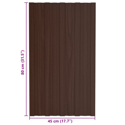 Roof Panel 12 pcs Brown 31.50 x 17.72 in Galvanised steel