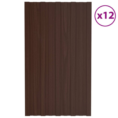 Roof Panel 12 pcs Brown 31.50 x 17.72 in Galvanised steel